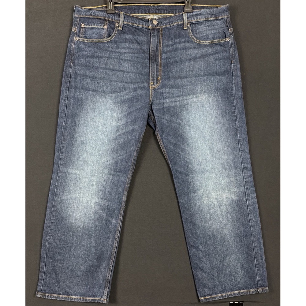 Levis 569 Jeans Mens 42x30 Blue Denim Relaxed Straight Leg Fit Dark Wash Red Tab
